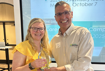 Nora Snead, Linden Grove Middle School Counselor, pictured with Jason Luke, KRESA's Director of Care